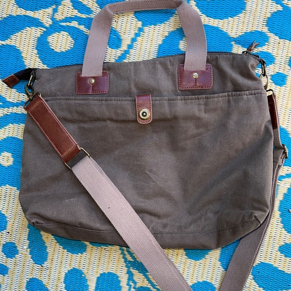 ANDREW MARC Fairfield Canvas & Leather Brief Messenger Bag - Picture 7 of 11